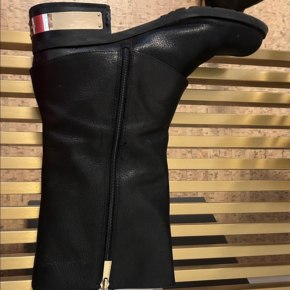 Vince Camuto Black & Gold Zipper Contemporary Boots - Picture 3 of 16
